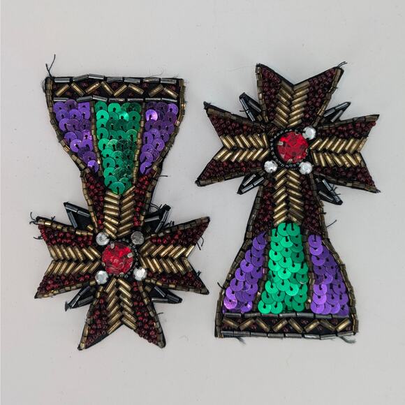 Marisa Christina Sequin Military Style Patches Shield Badge Emblem Appliques - Picture 7 of 15